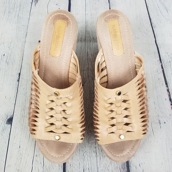 NAPOLEONI | wedge platform slip-on peep toe sandals - Picture 4 of 9